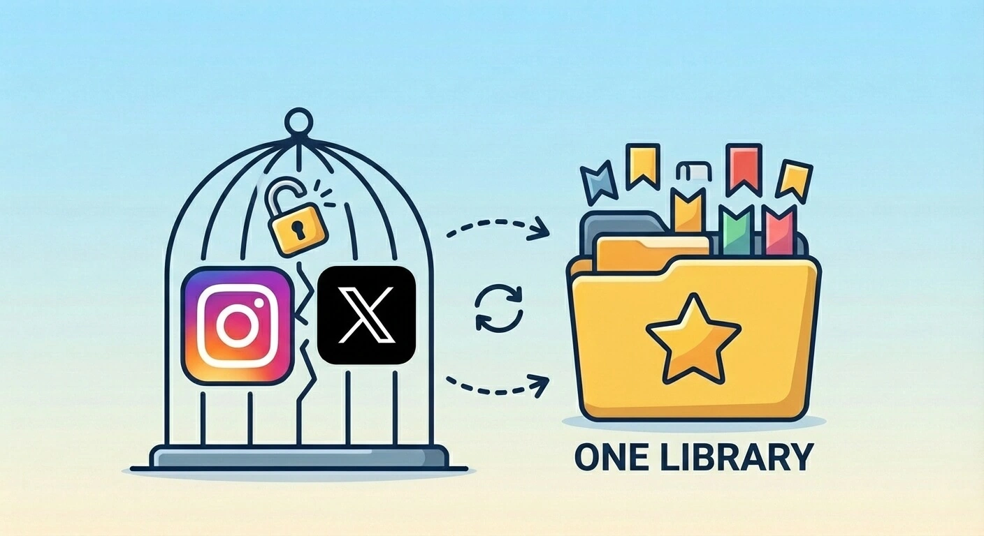 Export Twitter Bookmarks & Backup Instagram Saves: Sync to One Searchable Library